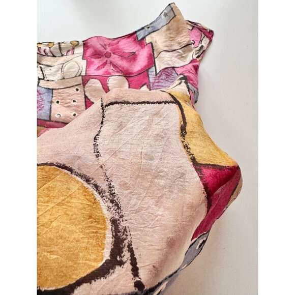 Unbranded Pink Purple Modernist Abstract Silk Chiffon 34" x 31" Square Scarf - Picture 7 of 11